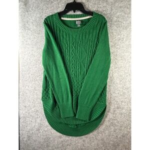 Soho Jeans New York & Company Green Cable Knit High Low Hem Sweater Small